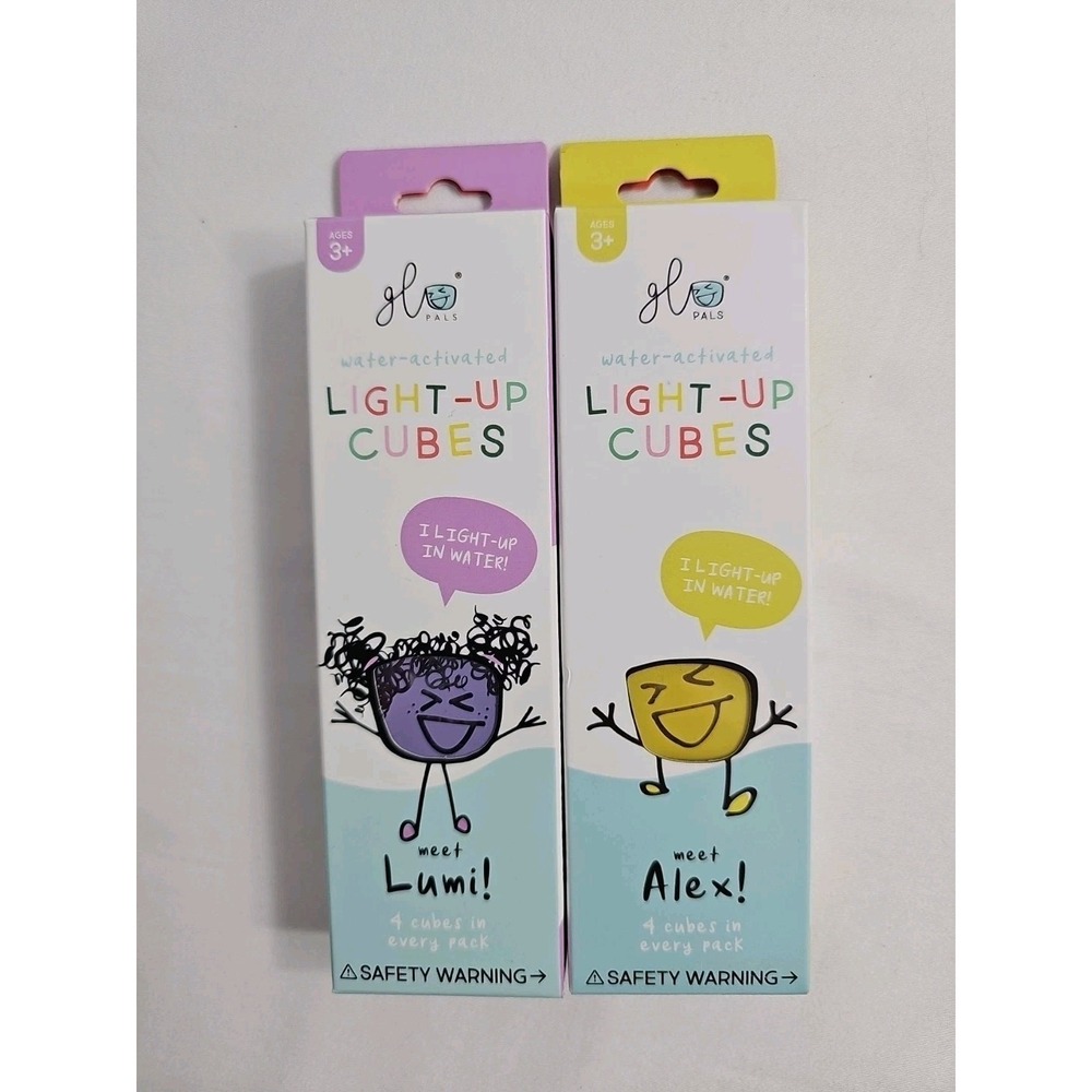 Glo Pals Water Activated Light Up Cubes Sensory Bath Toys Cubes 2 Pack 4 Per Box